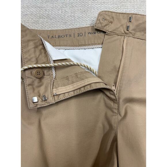 Talbots Pants Khaki Wide Leg Crop 10 Summer Beach Vibes, Drawstring Waistband - Picture 11 of 14